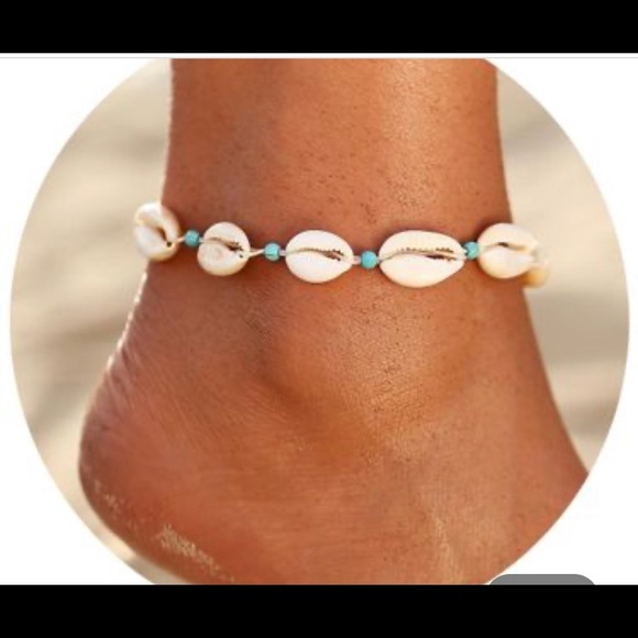 beach shell Woven Beaded Anklet - Picture 1 of 6